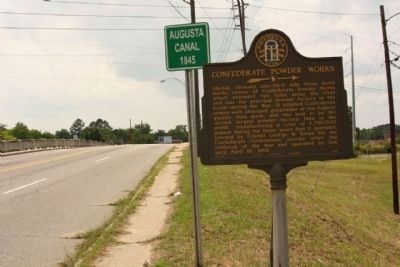 Confederate Powder Works Marker, looking west along Broad Street (State Road 28) image. Click for full size.