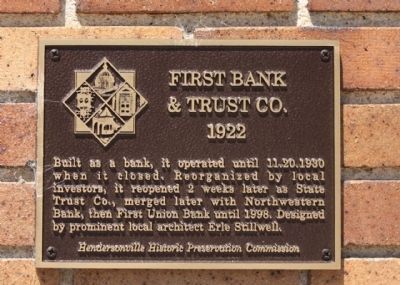 First Bank and Trust Co. Marker image. Click for full size.