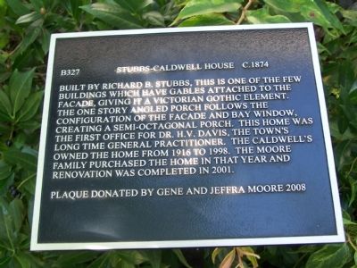 Stubbs-Caldwell House Marker. Click for full size. Stubbs-Caldwell House Marker image. Click for full size.