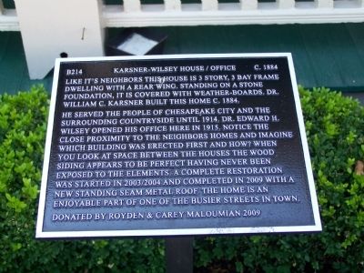 Karsner-Wilsey House/Office Marker. Click for full size. Karsner-Wilsey House/Office Marker image. Click for full size.