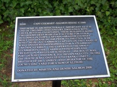 Capt. Colmary-Salmon House Marker image. Click for full size.