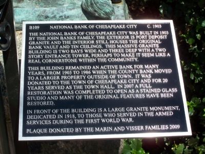 National Bank of Chesapeake City Marker. Click for full size. National Bank of Chesapeake City Marker image. Click for full size.
