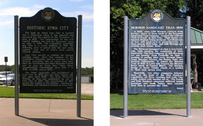 Historic Iowa City / Mormon Handcart Trail - 1856 Marker image. Click for full size.