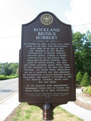 Rockland Brink's Robbery Marker image. Click for full size.