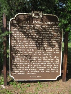 First Rural Zoning Ordinance Marker image. Click for full size.