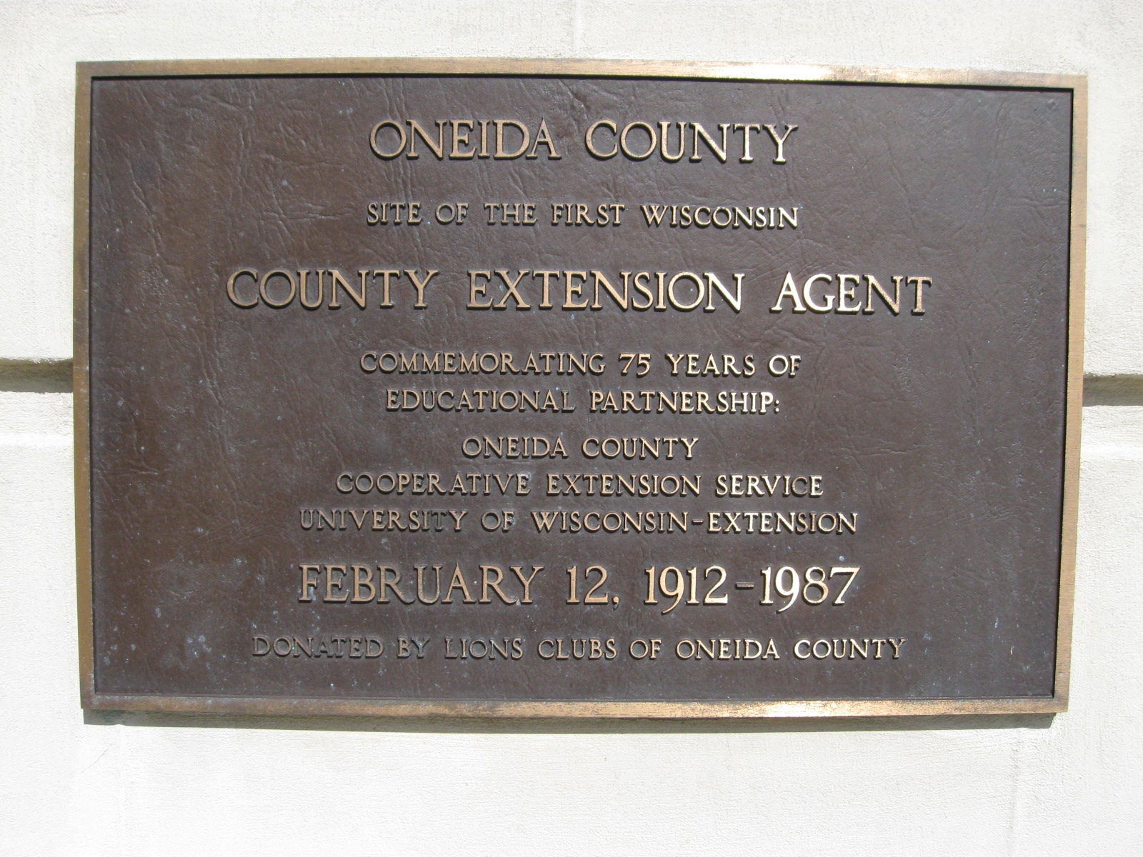 First Wisconsin County Extension Agent Plaque
