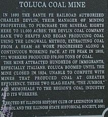Toluca Coal Mine Marker image. Click for full size.