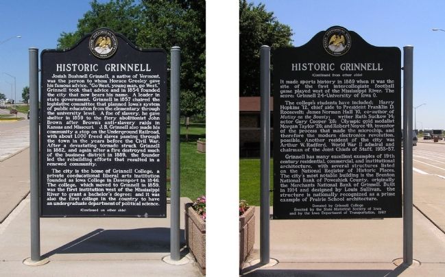 Historic Grinnell Marker image. Click for full size.