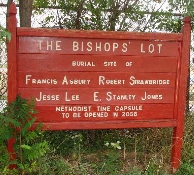 Sign Marking Bishops' Lot and Time Capsule image. Click for full size.