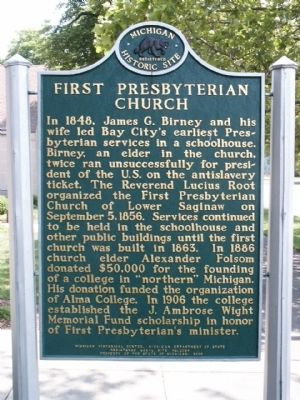 First Presbyterian Church Marker - Side 1 image. Click for full size.