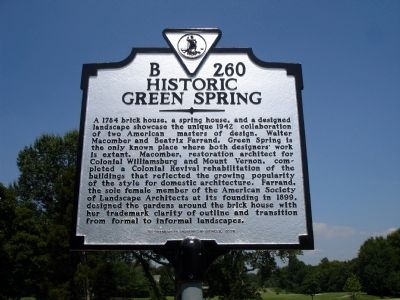 Historic Green Spring Marker image. Click for full size.
