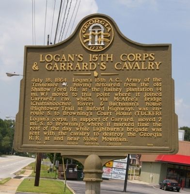 Logan’s 15th Corps & Garrard’s Cavalry Marker. Click for full size. Logan’s 15th Corps & Garrard’s Cavalry Marker image. Click for full size.