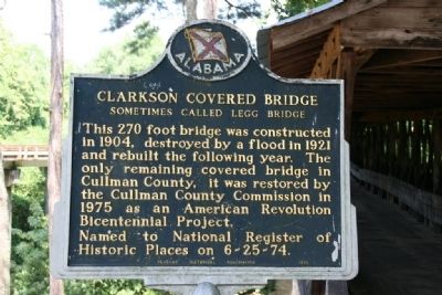 Clarkson Covered Bridge Marker. Click for full size. Clarkson Covered Bridge Marker image. Click for full size.