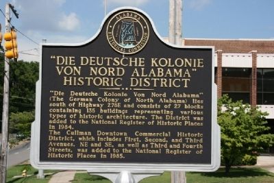 “Die Deutsche Kolonie Von Nord Alabama” Marker image. Click for full size.
