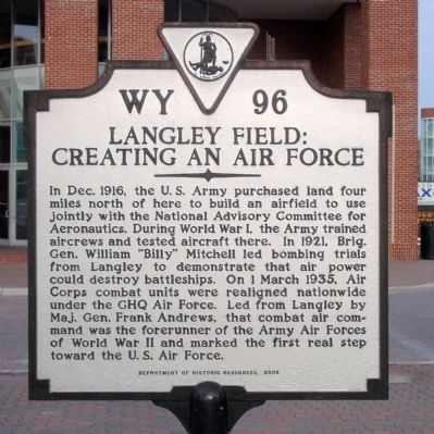 Langley Field: Creating an Air Force Marker image. Click for full size.