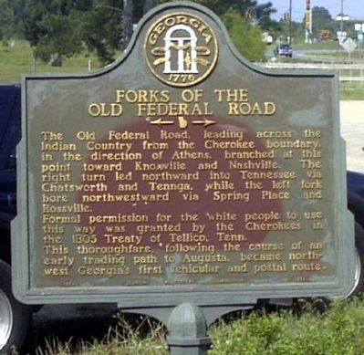 Forks of the Old Federal Road Marker image. Click for full size.