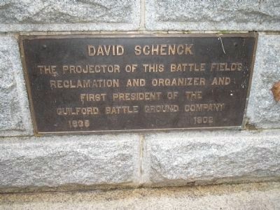 David Schenck Monument Plaque. Click for full size. David Schenck Monument Plaque image. Click for full size.