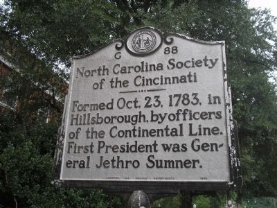 North Carolina Society of the Cincinnati Marker. Click for full size. North Carolina Society of the Cincinnati Marker image. Click for full size.