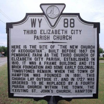 Third Elizabeth City Parish Church Marker image. Click for full size.