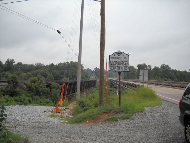 Marker at the Yadkin River Bridge. Click for full size. Marker at the Yadkin River Bridge image. Click for full size.