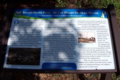 Indian River Park – In The Heart Of Olde Wythe Marker image. Click for full size.