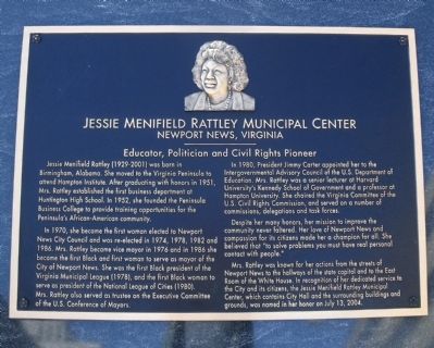 Jessie Menifield Rattley Municipal Center Marker image. Click for full size.