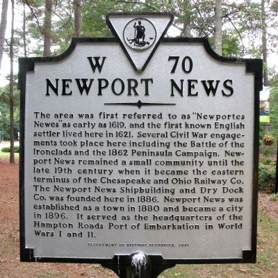 Newport News Marker. Click for full size. Newport News Marker image. Click for full size.