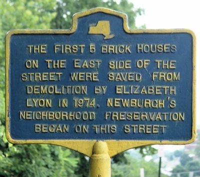 Newburgh's neighborhood preservation began on thls street Marker image. Click for full size.
