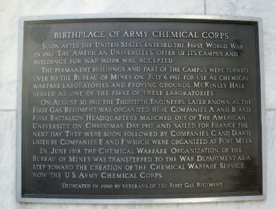 Birthplace of the Army Chemical Corps Marker image. Click for full size.