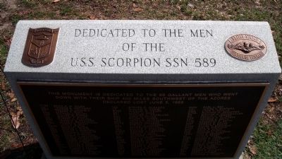 U.S.S. Scorpion SSN 589 Monument. Click for full size. U.S.S. Scorpion SSN 589 Monument image. Click for full size.