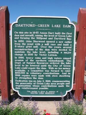 Dartford–Green Lake Dam Marker image. Click for full size.