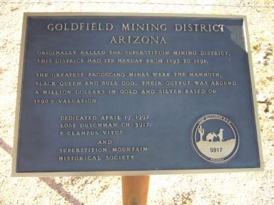 Goldfield Mining District Marker image. Click for full size.