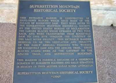 Superstition Mountain Historical Society Marker image. Click for full size.