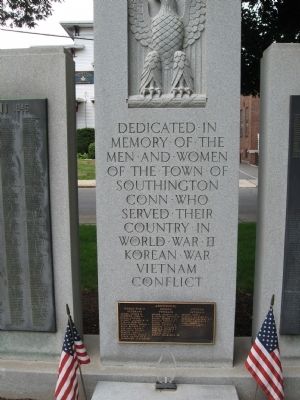 Southington World War II – Korean war – Vietnam Conflict Monument image. Click for full size.