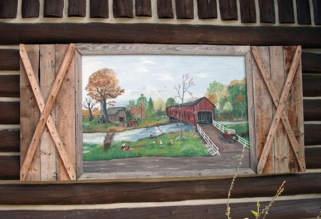 Front of Veedersburg " Scout Cabin " - - Mural image. Click for full size.
