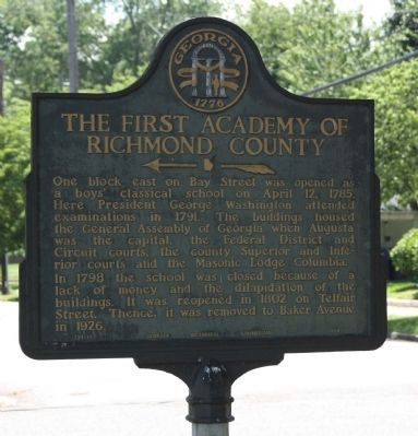The First Academy of Richmond County Marker image. Click for full size.