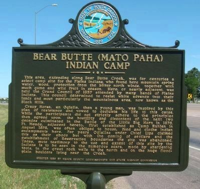 Bear Butte (Mato Paha) Indian Camp Marker image. Click for full size.