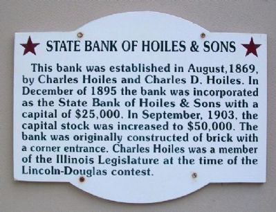 State Bank of Hoiles & Sons Marker image. Click for full size.