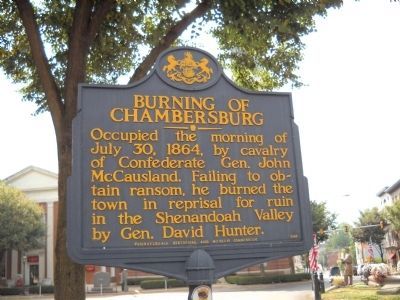 Burning of Chambersburg Marker. Click for full size. Burning of Chambersburg Marker image. Click for full size.