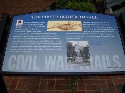 The First Soldier to Fall Marker image. Click for more information.
