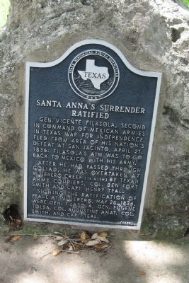 Santa Anna's Surrender Ratified Marker image. Click for full size.