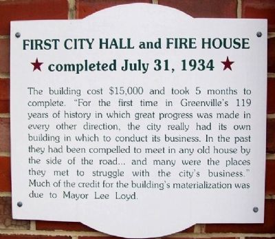 First City Hall and Fire House Marker image. Click for full size.