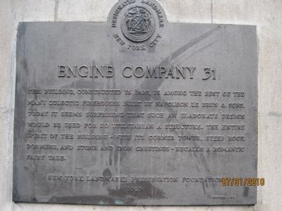 Engine Company 31 Marker. Click for full size. Engine Company 31 Marker image. Click for full size.