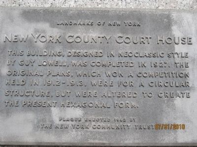 New York County Court House Marker image. Click for full size.