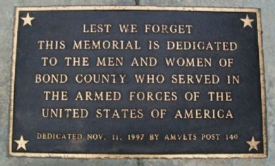 Bond County Veterans Memorial Marker image. Click for full size.