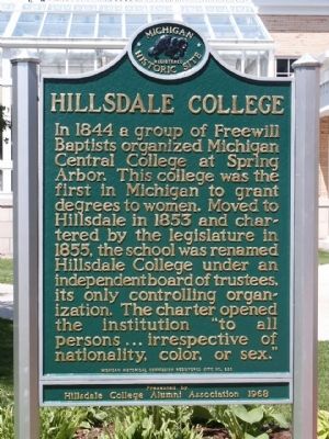 Hillsdale College Marker image. Click for full size.