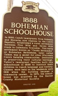 1888 Bohemian School House Marker image. Click for full size.