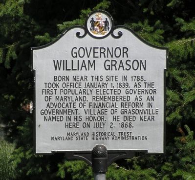 Governor William Grason Marker. Click for full size. Governor William Grason Marker image. Click for full size.