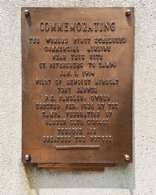World's First Scheduled Commercial Airline Marker. Click for full size. World's First Scheduled Commercial Airline Marker image. Click for full size.