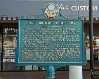 Fort Brooke Cemetery Marker. Click for full size. Fort Brooke Cemetery Marker image. Click for full size.